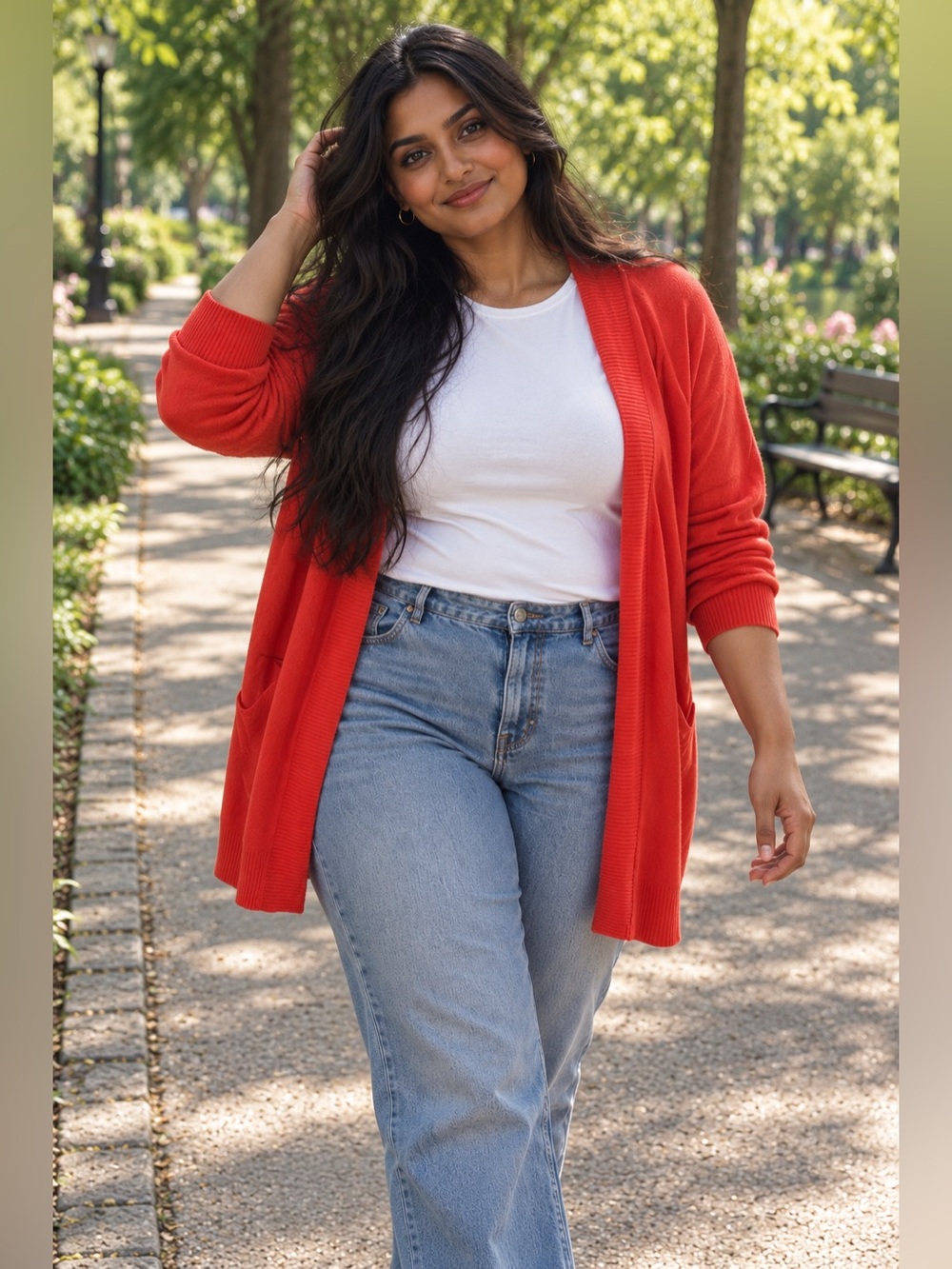 Laura Ashley Open-Front Cardigan in Coral